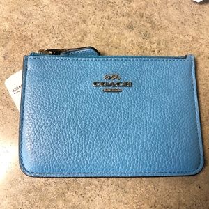 NWT COACH 65566 Key Pouch Leather Coin Case AZURE